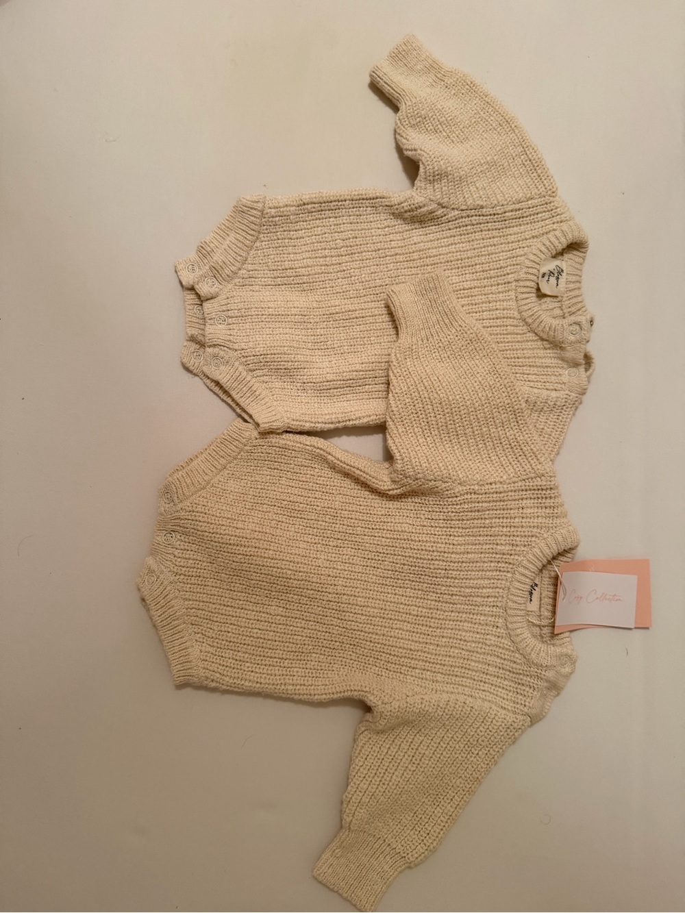 Cream Knit Baby Sweater Bodysuit Duo